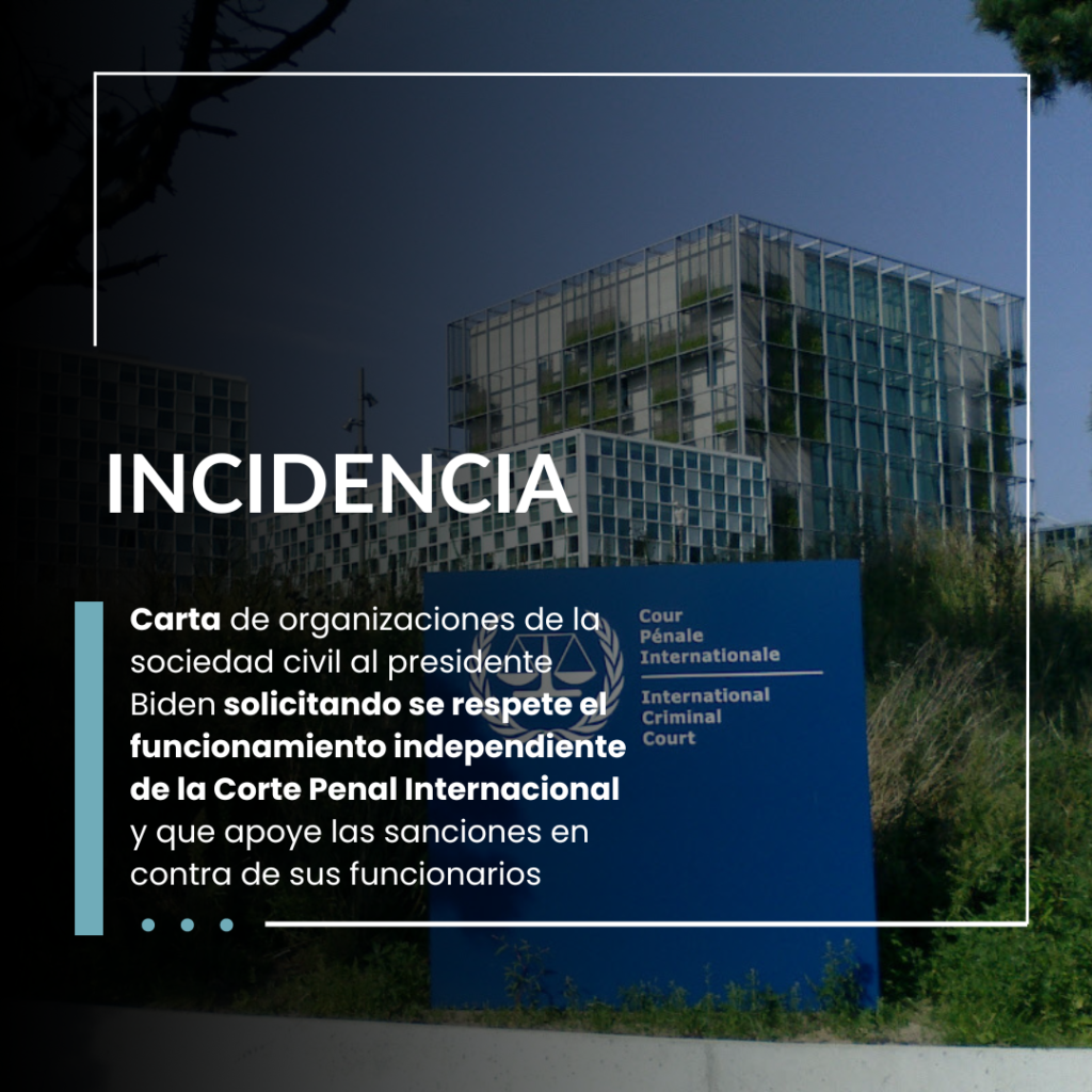 Incidencia CICA Carta a Biden CPI Corte Penal Internacional